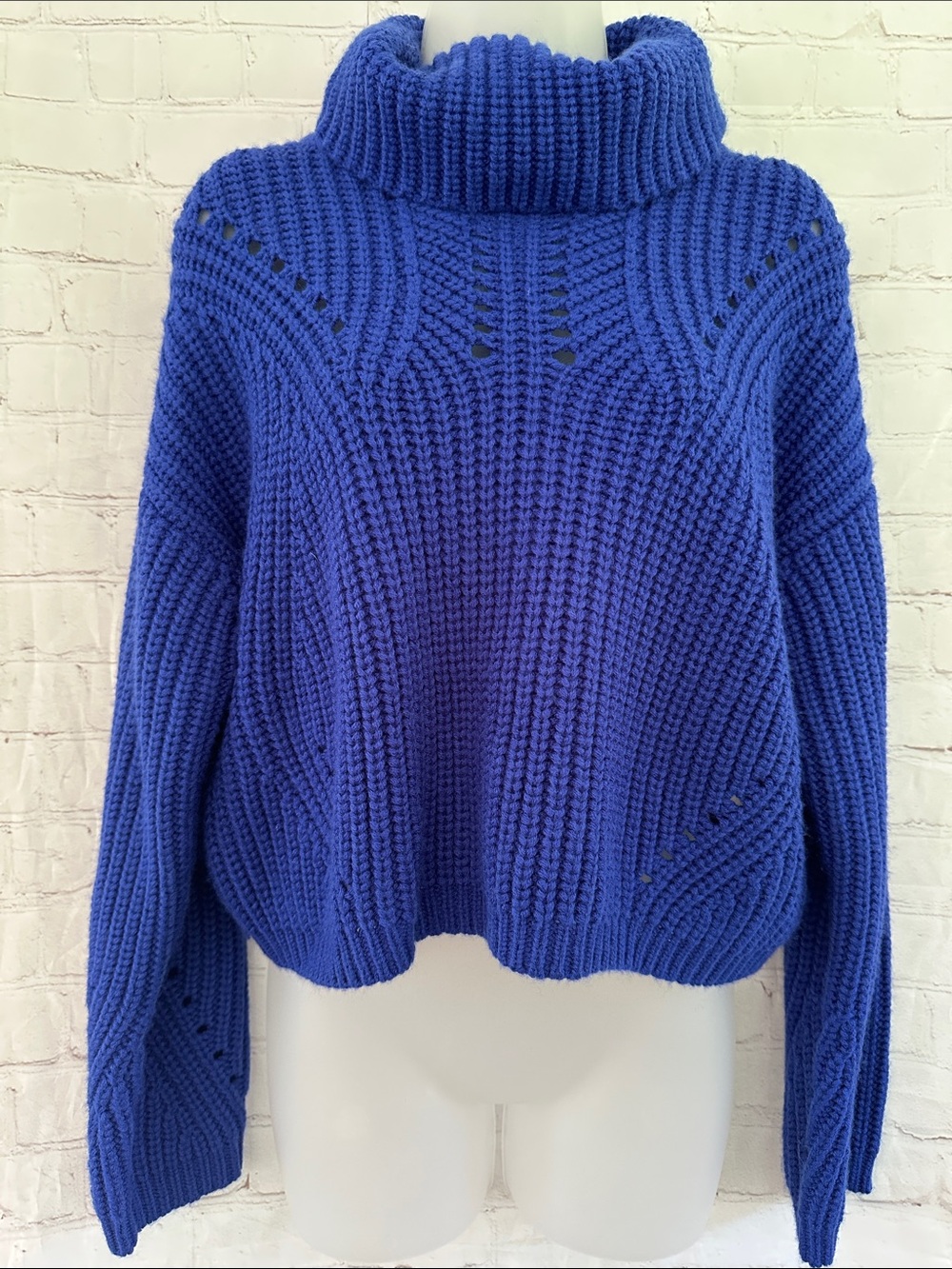 Thakoon Collective Cobalt Turtleneck Chunky Knit Sweater size S